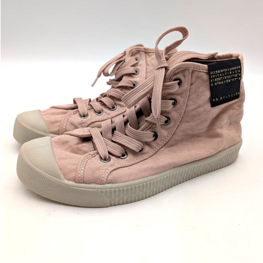 Allsaints Demmy High Top Sneaker Shoes Lace-Up Women's Pink Size US8 EU38